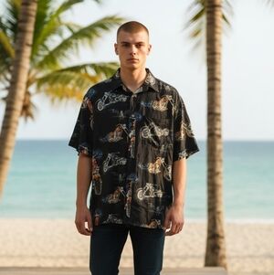 Men's Black Motorcycle Graphic Shirt